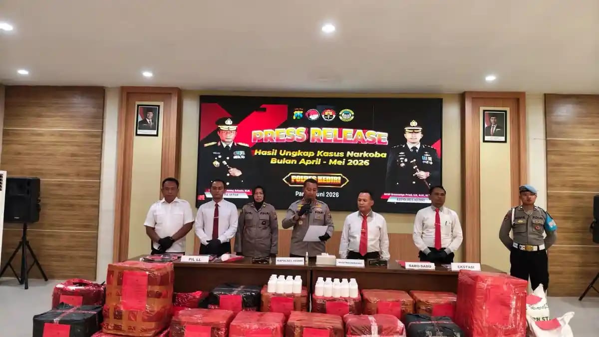 Polres Kediri Bongkar 46 Kasus Narkoba, Sita 2 Juta Pil Dobel L dan Ratusan Gram Sabu